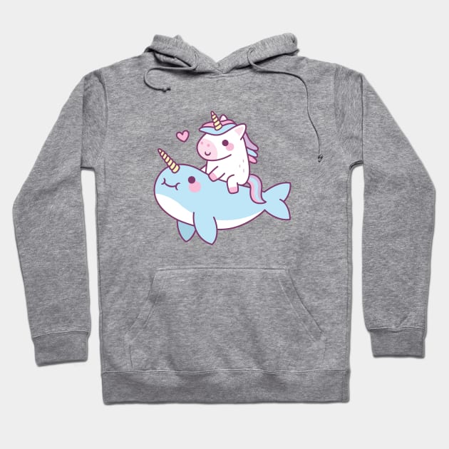 Cute Little Unicorn Riding Narwhal Hoodie by rustydoodle